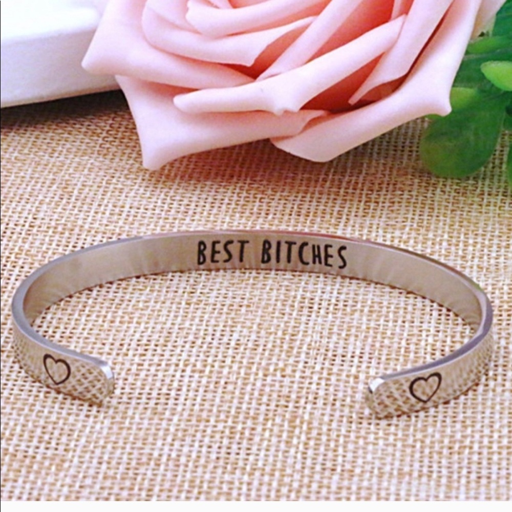 5/$60 silver best bitches bracelet cuffs